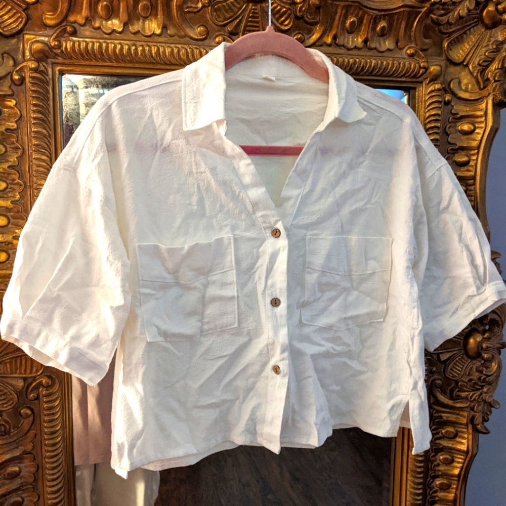 Beach resort soft lightweight button up top